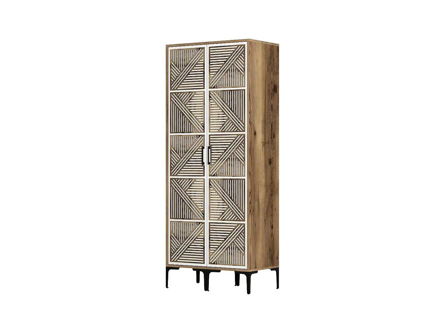 Garde-robe 2 portes Dbonanse, Meubles de chambre, Penderie de plain-pied, Placard à vêtements, 80x201h48 cm, Noyer et Blanc