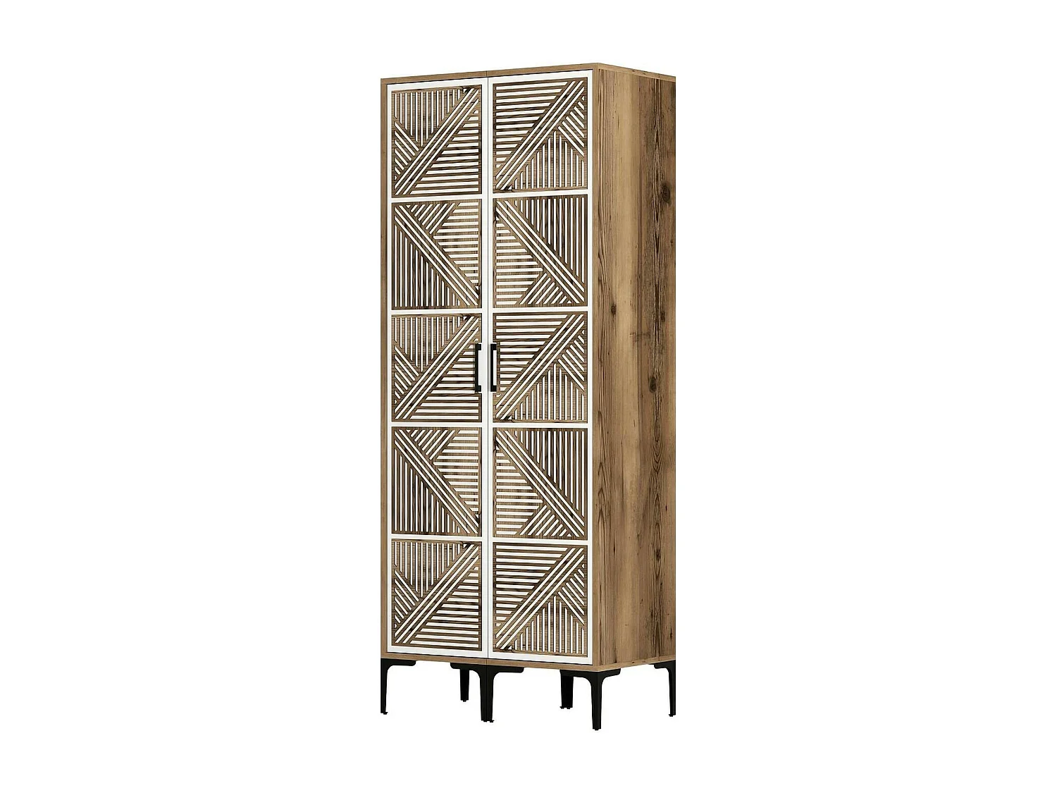 Garde-robe 2 portes Dbonanse, Meubles de chambre, Penderie de plain-pied, Placard à vêtements, 80x201h48 cm, Noyer et Blanc