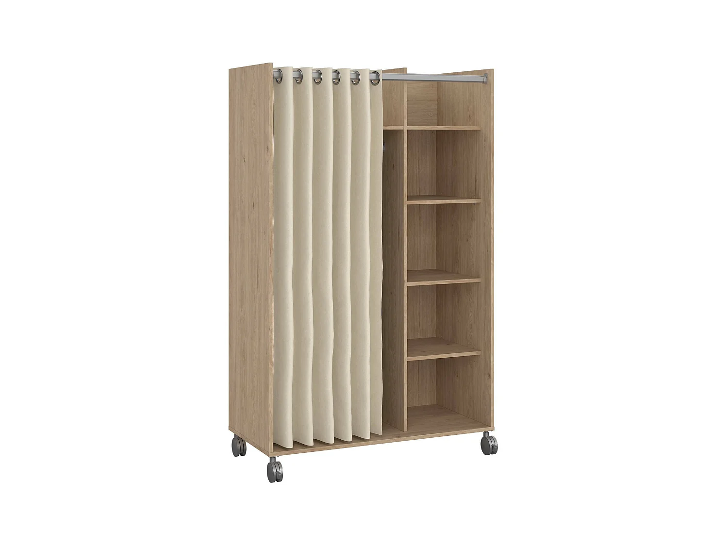 Grande Garde-robe Dsesi, Meubles de chambre, Penderie de plain-pied, Placard à vêtements, 100x48 h160 cm, Chêne clair et Beige