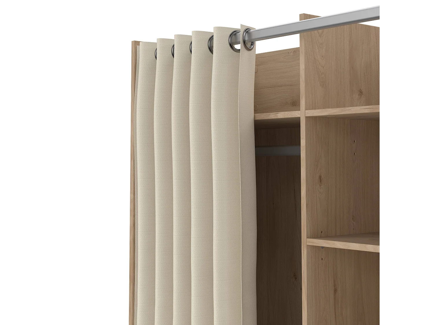 Grande Garde-robe Dsesi, Meubles de chambre, Penderie de plain-pied, Placard à vêtements, 100x48 h160 cm, Chêne clair et Beige