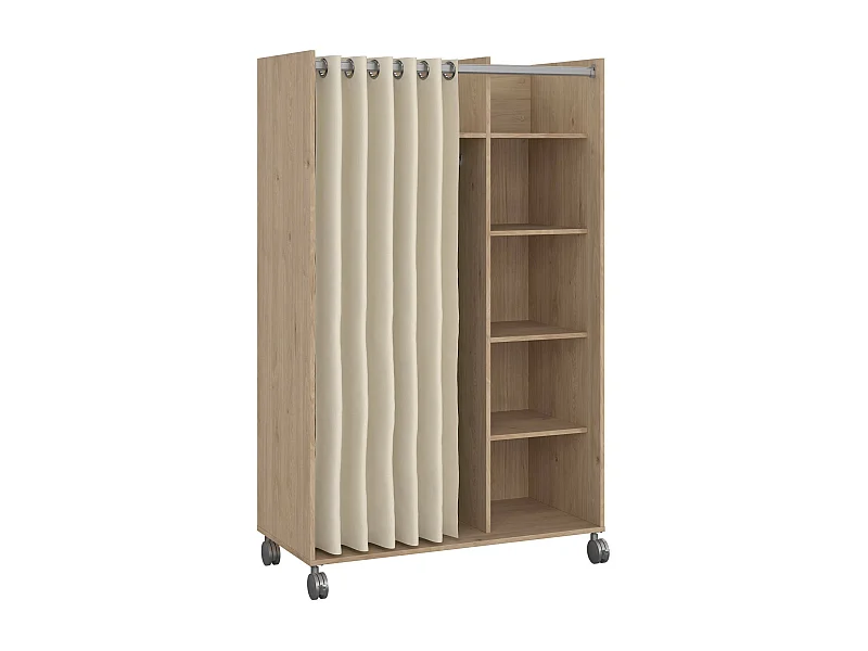 Gran Armario Dsesi, Muebles de dormitorio, Vestidor, Armario de ropa, 100x48 h160 cm, Roble y Beige