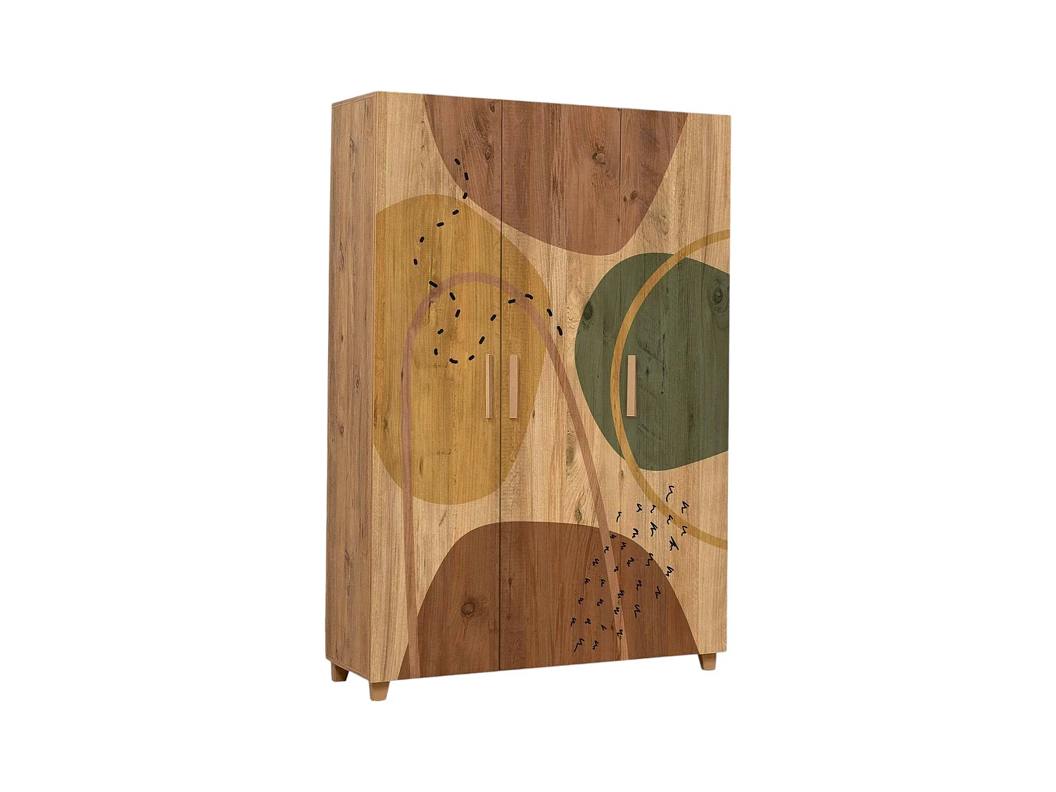 Garde-robe 3 portes Dpiacer, Meubles de chambre, Penderie de plain-pied, Placard à vêtements, 120x48h189 cm, Chêne
