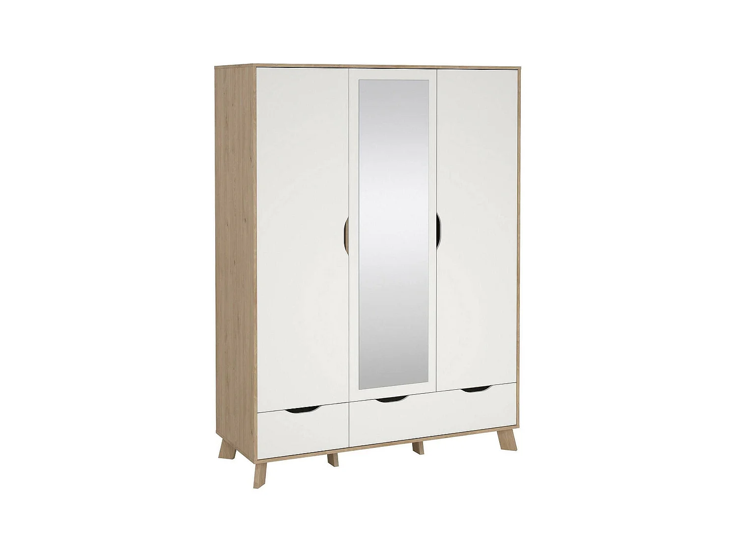 Garde-robe 2 portes Dscalis, Meubles de chambre, Penderie de plain-pied, Placard à vêtements, 147x58 h201 cm, Chêne clair et Blanc