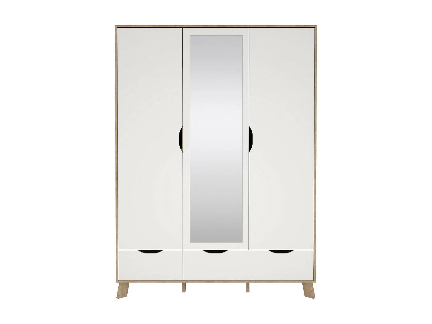 Garde-robe 2 portes Dscalis, Meubles de chambre, Penderie de plain-pied, Placard à vêtements, 147x58 h201 cm, Chêne clair et Blanc