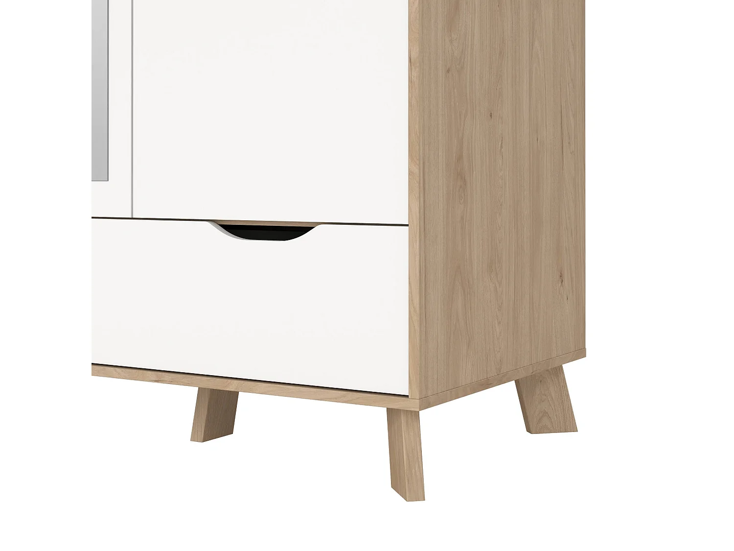 Garde-robe 2 portes Dscalis, Meubles de chambre, Penderie de plain-pied, Placard à vêtements, 147x58 h201 cm, Chêne clair et Blanc