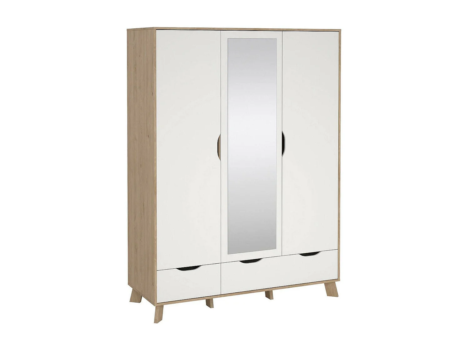 Guardaroba 2 Ante Pyarr, 4 Ripiani, 58.1x201h cm Bianco, Armadio Camera da Letto