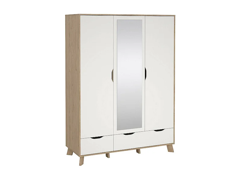 Garde-robe 2 portes Dscalis, Meubles de chambre, Penderie de plain-pied, Placard à vêtements, 147x58 h201 cm, Chêne clair et Blanc