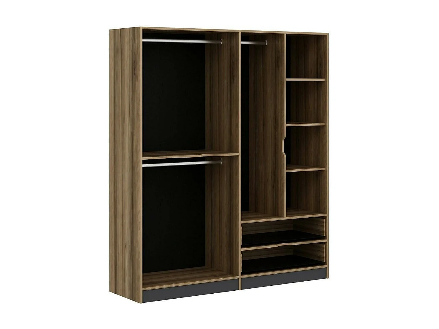 Grande Garde-robe Dmoussaman, Meubles de chambre, Penderie de plain-pied, Placard à vêtements, 185x52 h208 cm, Noir et Or