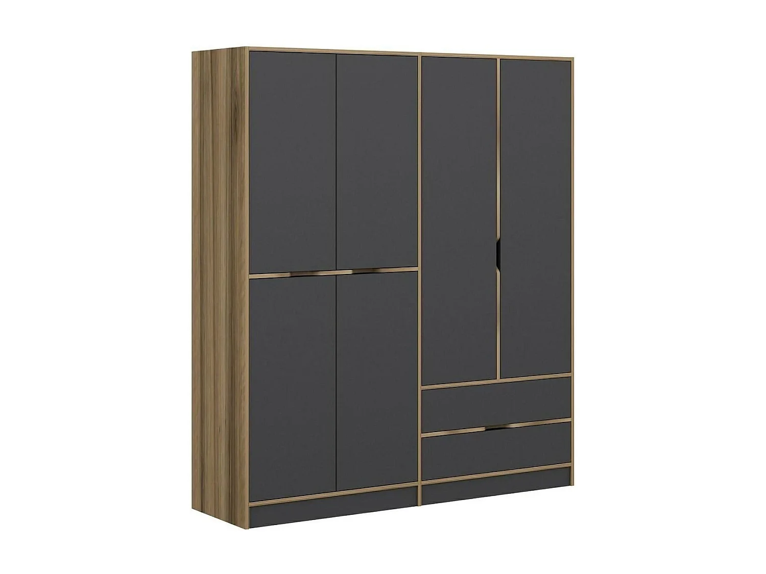 Grande Garde-robe Dmoussaman, Meubles de chambre, Penderie de plain-pied, Placard à vêtements, 185x52 h208 cm, Noir et Or