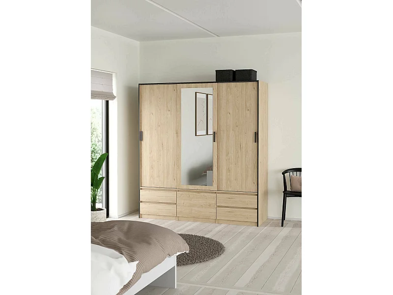 Grande armoire polyvalente Dpuscedd, Meubles multifonctionnels, Casier à chaussures, Support à chaussures pour armoire, 181x60 h200 cm, Chêne clair