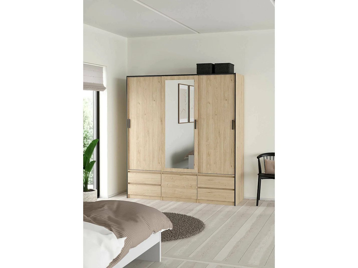 Dpuscedd grote multifunctionele kledingkast, Multifunctionele kast, Schoenenrekkast, Schoenenkast, 181x60 h200 cm, Eiken