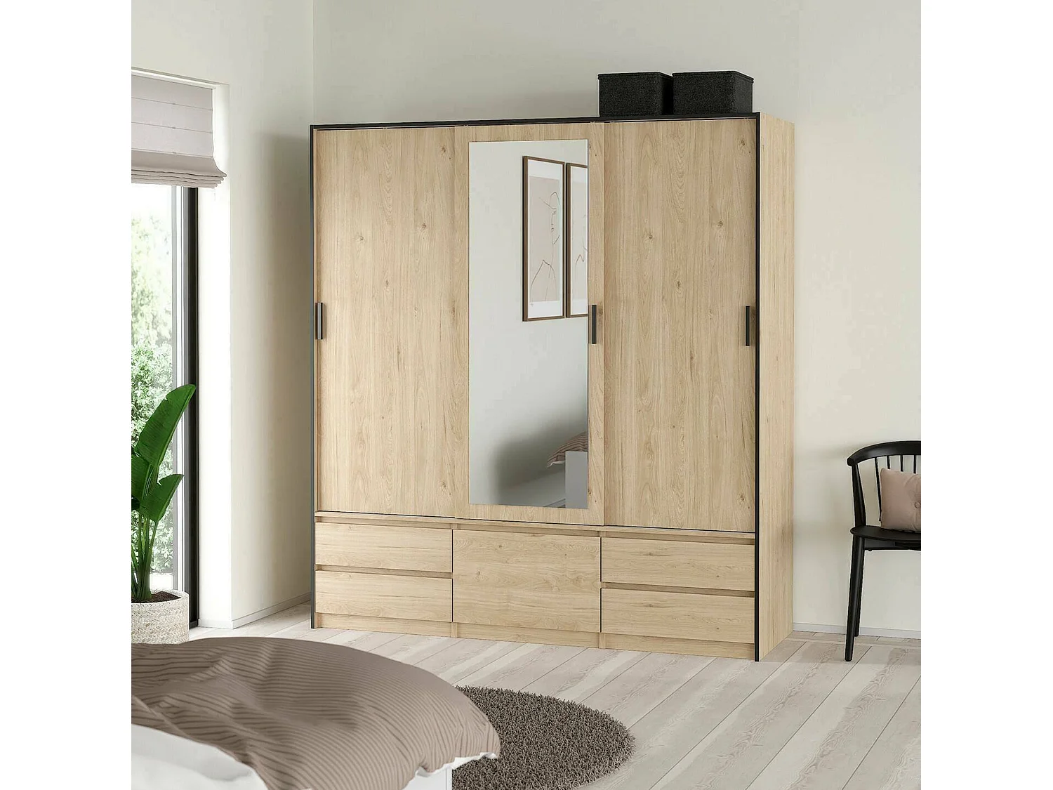 Grande armoire polyvalente Dpuscedd, Meubles multifonctionnels, Casier à chaussures, Support à chaussures pour armoire, 181x60 h200 cm, Chêne clair