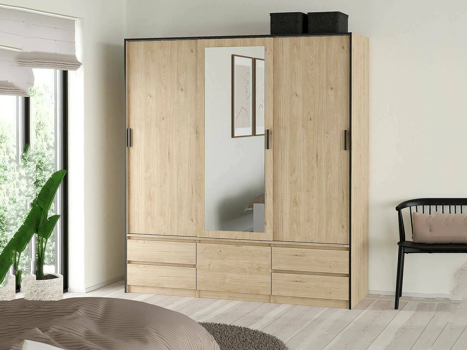 Grande armoire polyvalente Dpuscedd, Meubles multifonctionnels, Casier à chaussures, Support à chaussures pour armoire, 181x60 h200 cm, Chêne clair