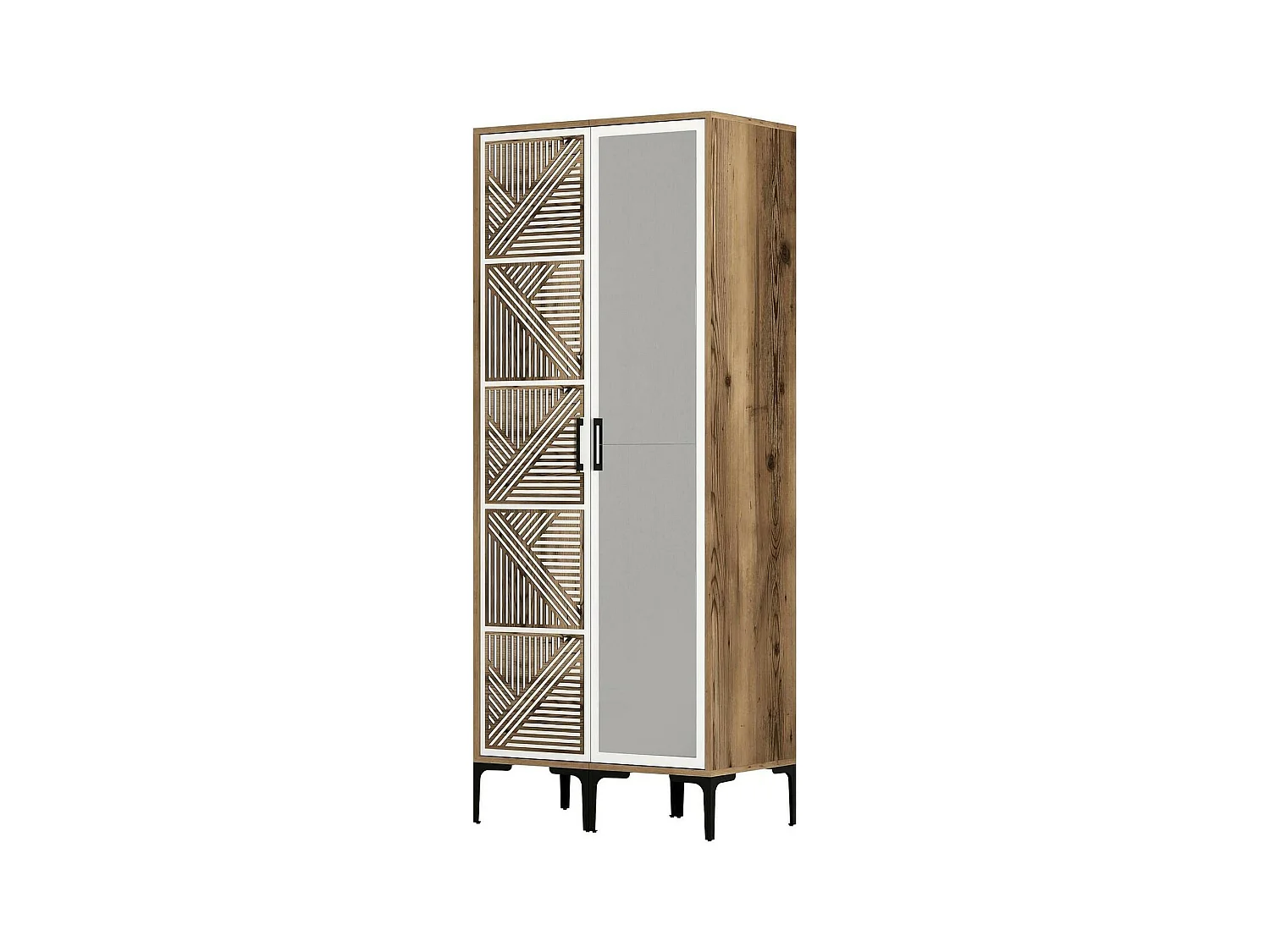 Garde-robe 2 portes Dpagliuc, Meubles de chambre, Penderie de plain-pied, Placard à vêtements, 80x201h48 cm, Noyer et Blanc