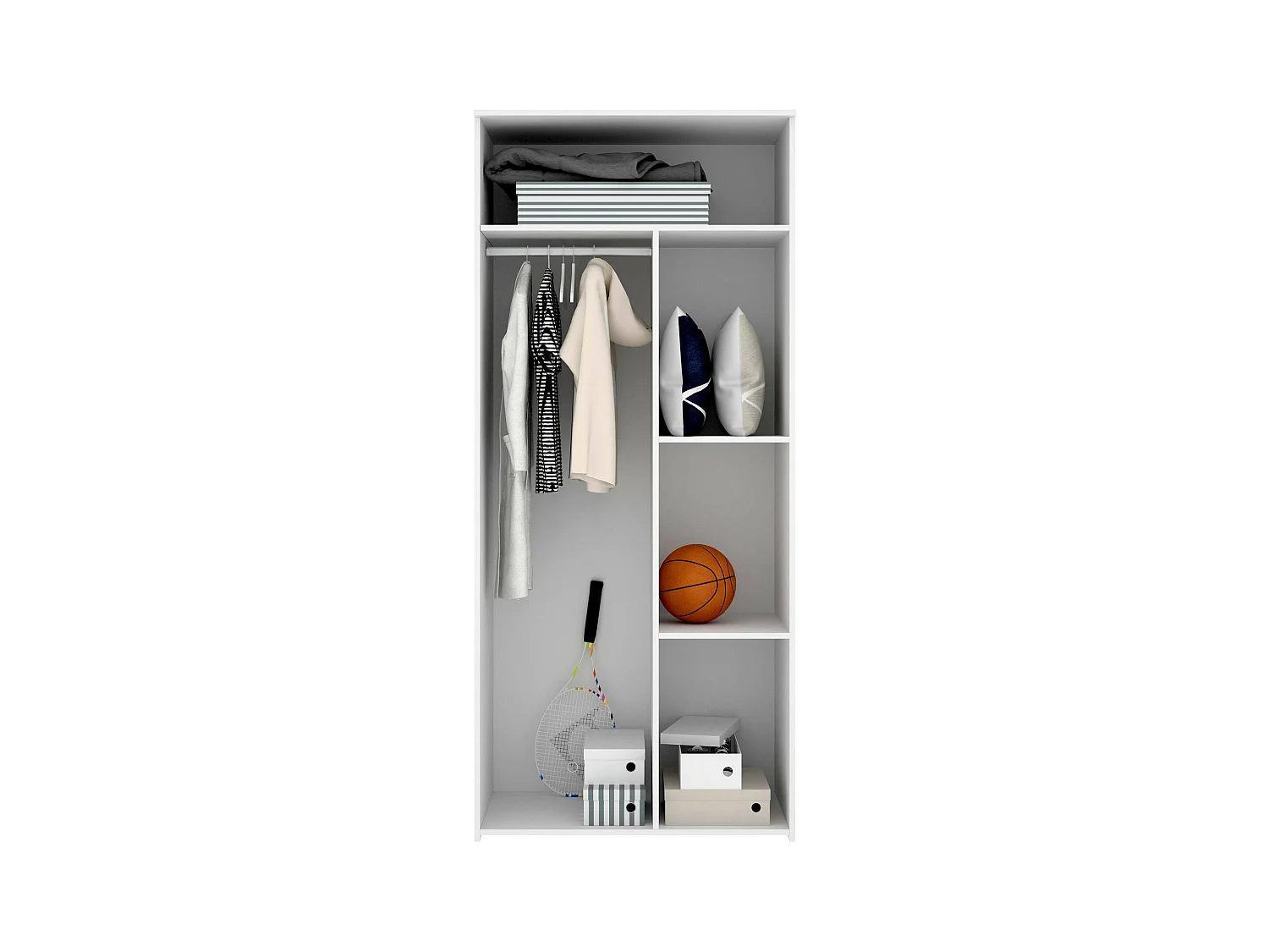 Garde-robe 2 portes Dcantla, Meubles de chambre, Penderie de plain-pied, Placard à vêtements, 90x53 h202 cm, Blanc et Chêne clair