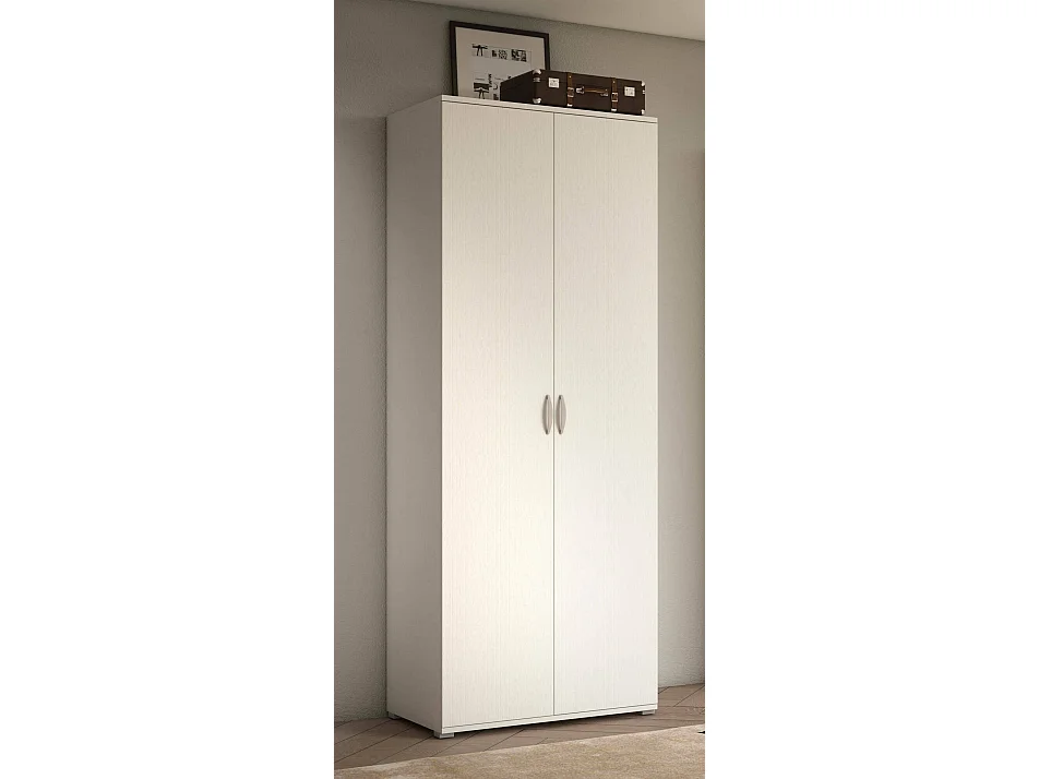 Armario 2 puertas Drafi, Muebles de dormitorio, Vestidor con puertas, Armario de ropa, Made in Italy, 80x52h170 cm, Blanco