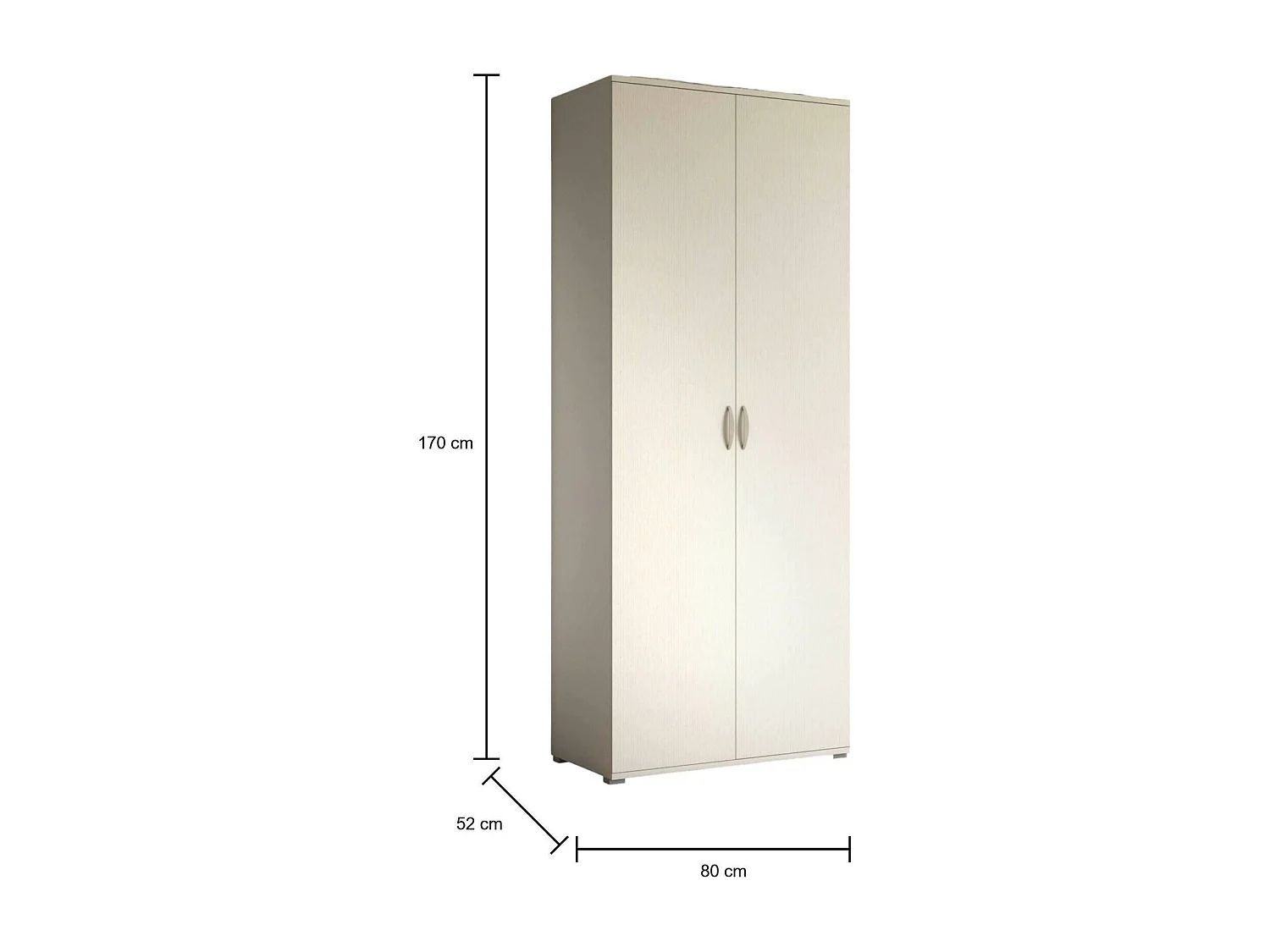 Armario 2 puertas Drafi, Muebles de dormitorio, Vestidor con puertas, Armario de ropa, Made in Italy, 80x52h170 cm, Blanco