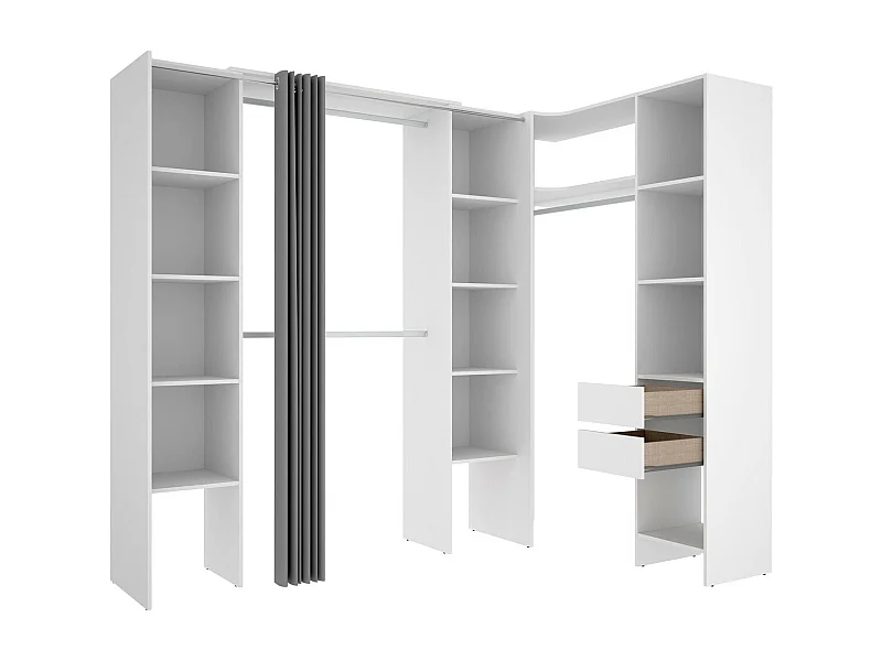 Grande Garde-robe Dmacintyr, Meubles de chambre, Penderie de plain-pied, Placard à vêtements, 234x141 h205 cm, Blanc