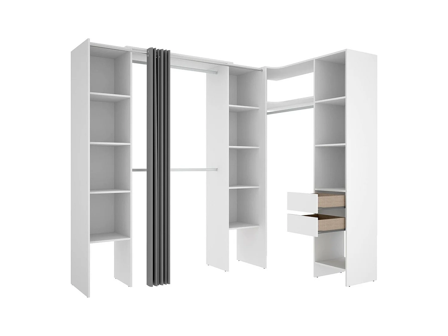 Grande Garde-robe Dmacintyr, Meubles de chambre, Penderie de plain-pied, Placard à vêtements, 234x141 h205 cm, Blanc