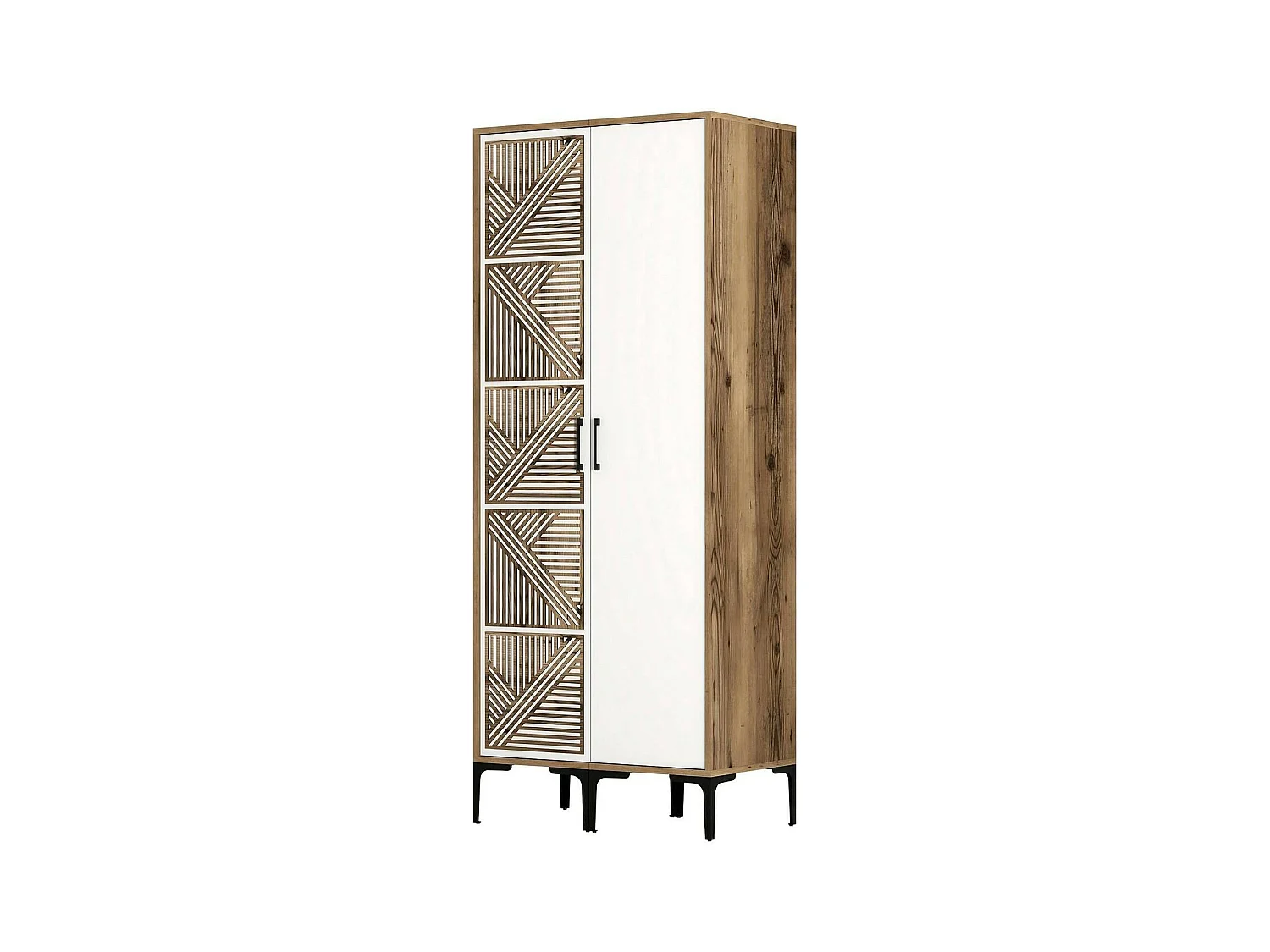 Garde-robe 2 portes Dbenkovi, Meubles de chambre, Penderie de plain-pied, Placard à vêtements, 80x201h48 cm, Noyer et Blanc