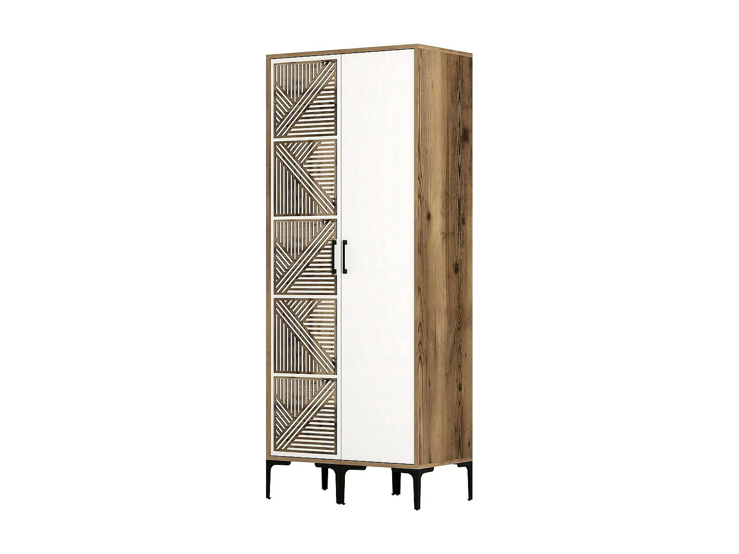 Armário Dbenkovi 2 portas, Móveis de quarto, Armário, Armário, 80x201h48 cm, Nogueira e Branco