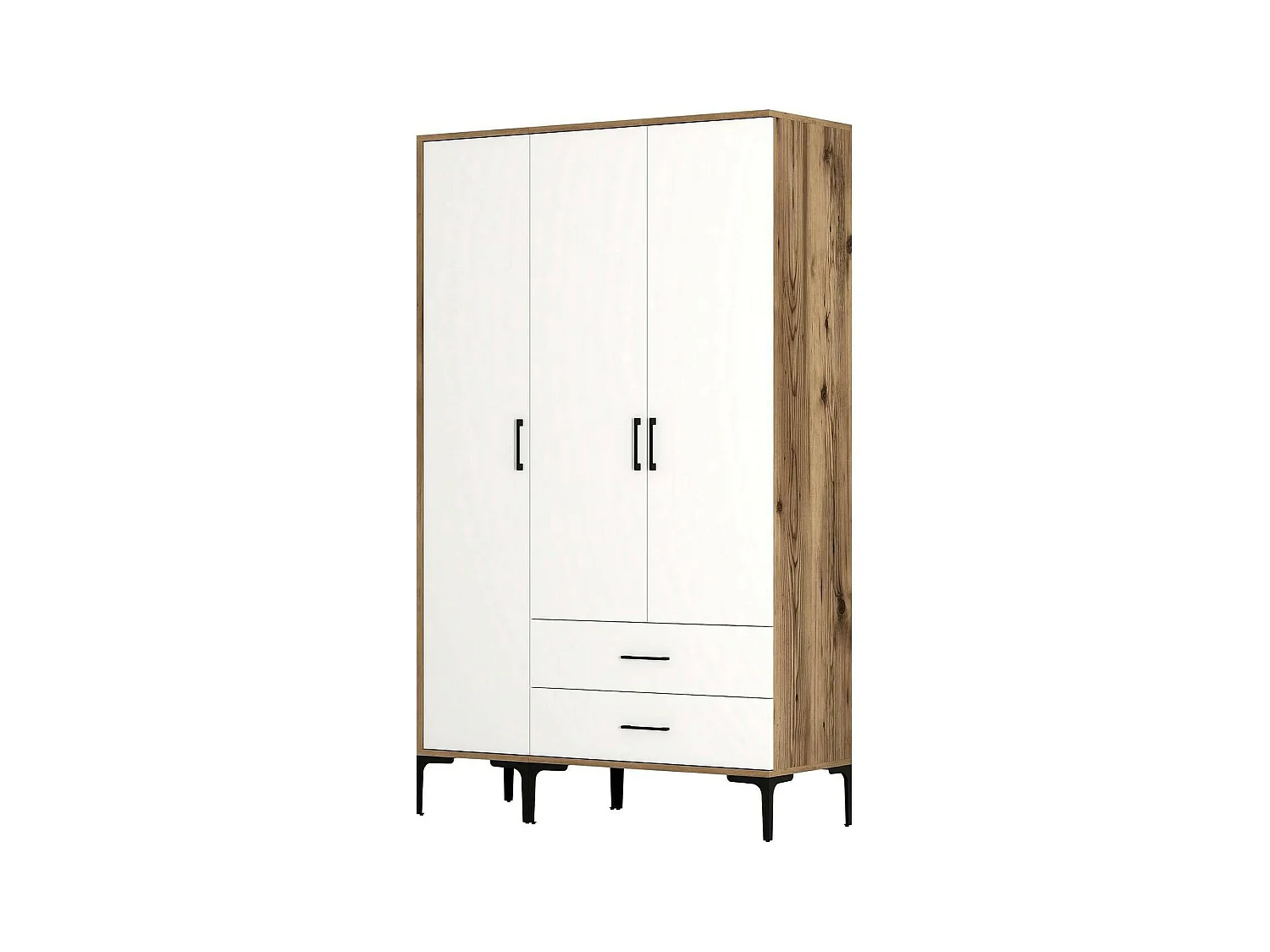 Armario 3 puertas Dangiull, Muebles de dormitorio, Vestidor, Armario de ropa, 120x201h48 cm, Nogal y Blanco