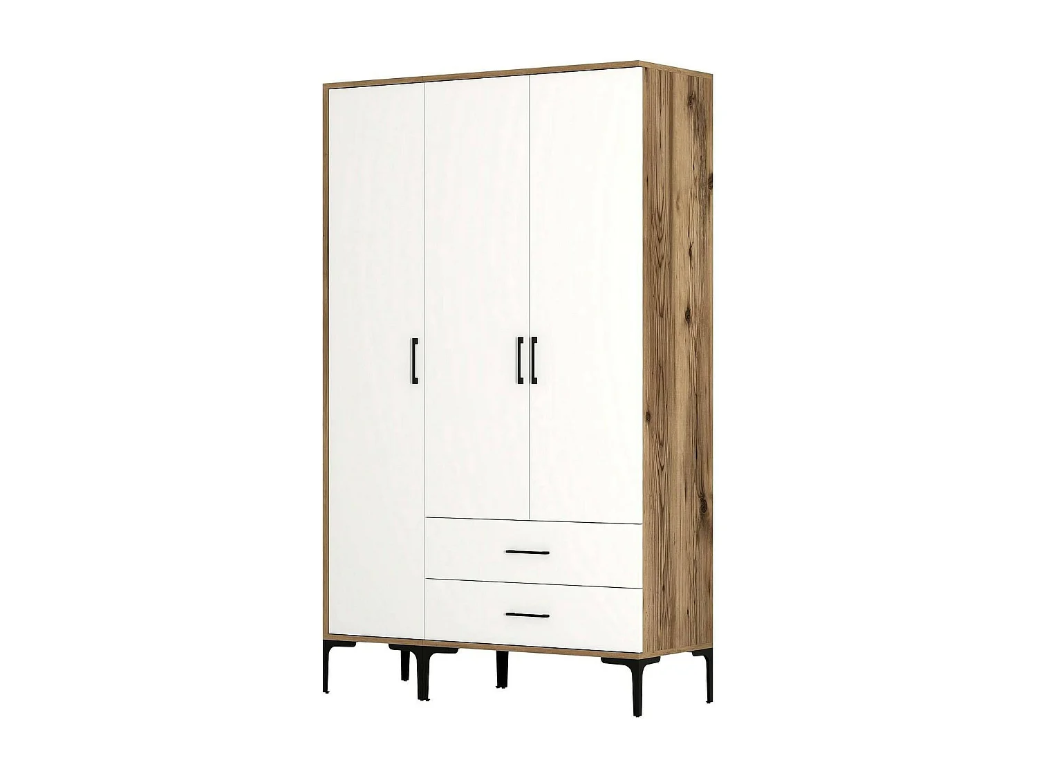 Armario 3 puertas Dangiull, Muebles de dormitorio, Vestidor, Armario de ropa, 120x201h48 cm, Nogal y Blanco