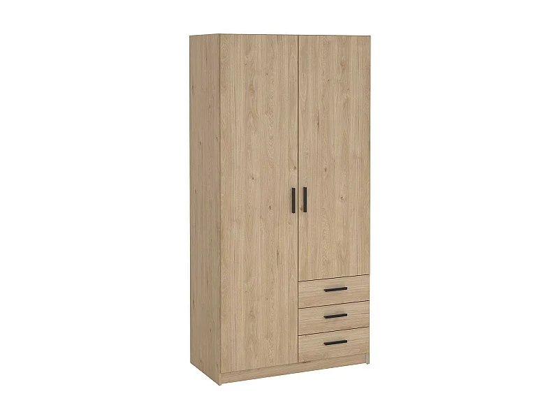 Garde-robe 2 portes Dscopon, Meubles de chambre, Penderie de plain-pied, Placard à vêtements, 99x50 h200 cm, Chêne clair