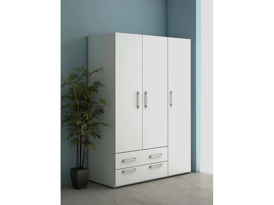 Garde-robe 3 portes Drabit, Meubles de chambre, Dressing avec portes, Armoire, Made in Italy, 120x52h170 cm, Blanc