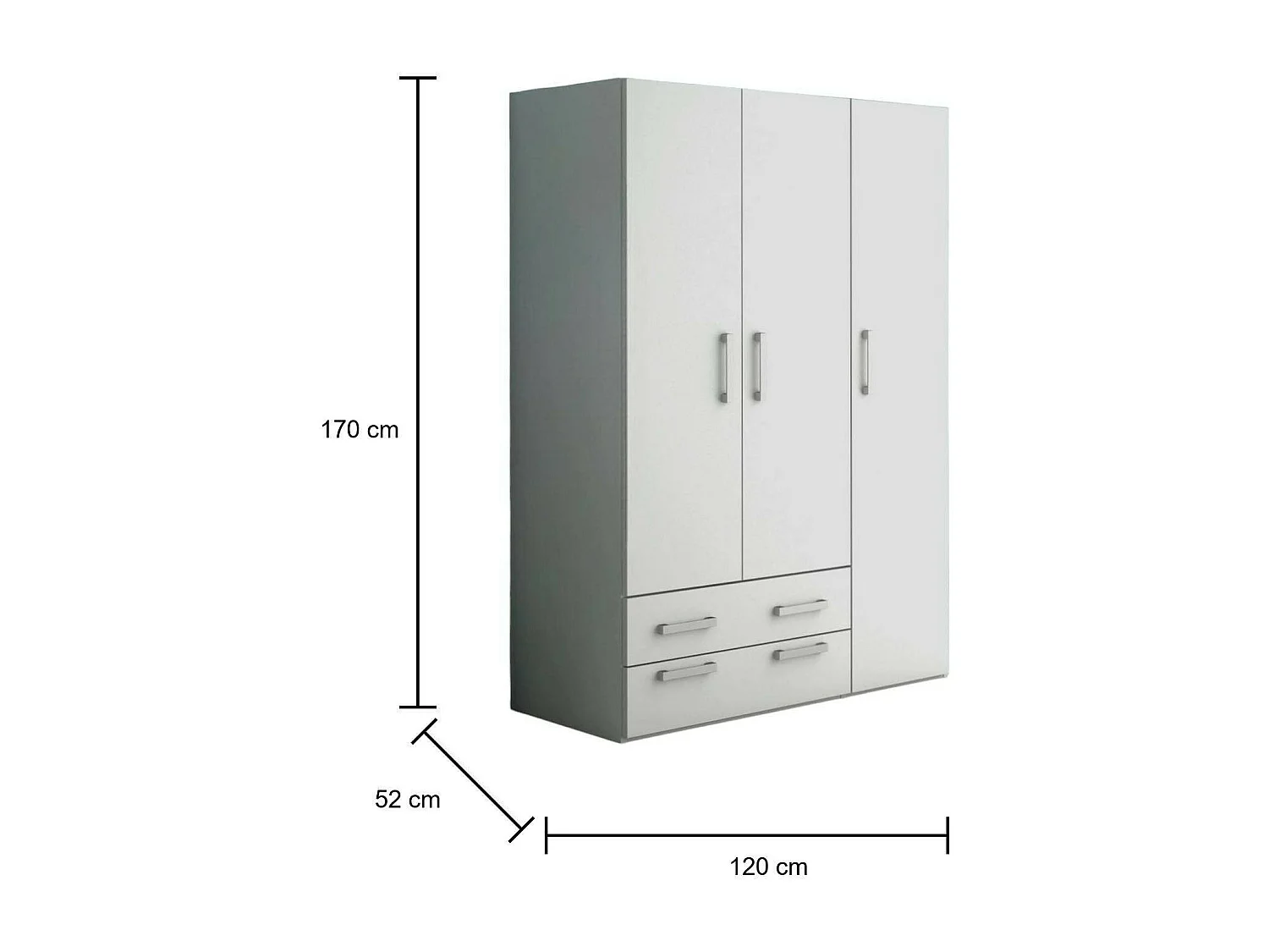 Garde-robe 3 portes Drabit, Meubles de chambre, Dressing avec portes, Armoire, Made in Italy, 120x52h170 cm, Blanc
