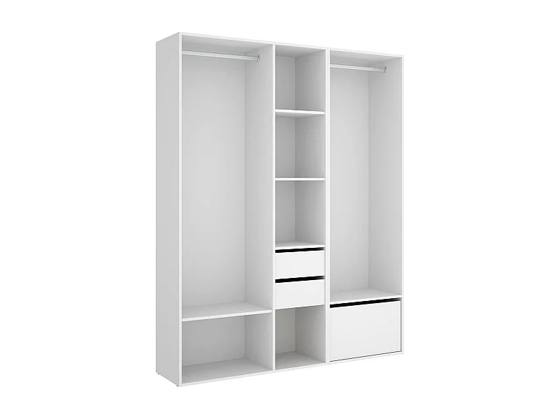 GroÃŸer Kleiderschrank Dhorsche, Schlafzimmermöbel, Schrank, Garderobe, 158x45 h205 cm, WeiÃŸ und Eiche