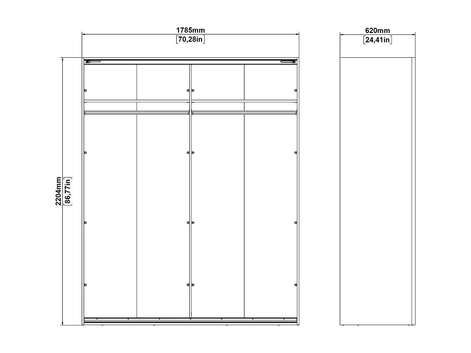 Drambaud grote multifunctionele kledingkast, Multifunctionele kast, Schoenenrekkast, Schoenenkast, 179x62 h220 cm, Wit