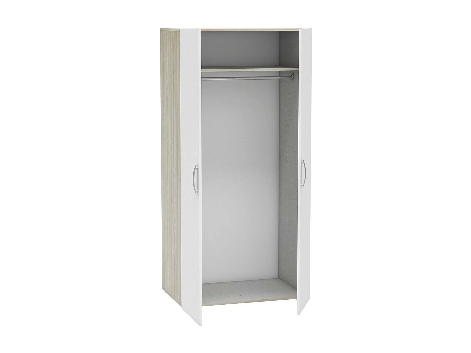 Armario 2 puertas Dfreita, Muebles de dormitorio, Vestidor, Armario de ropa, 79x52 h166 cm, Roble y Blanco mate