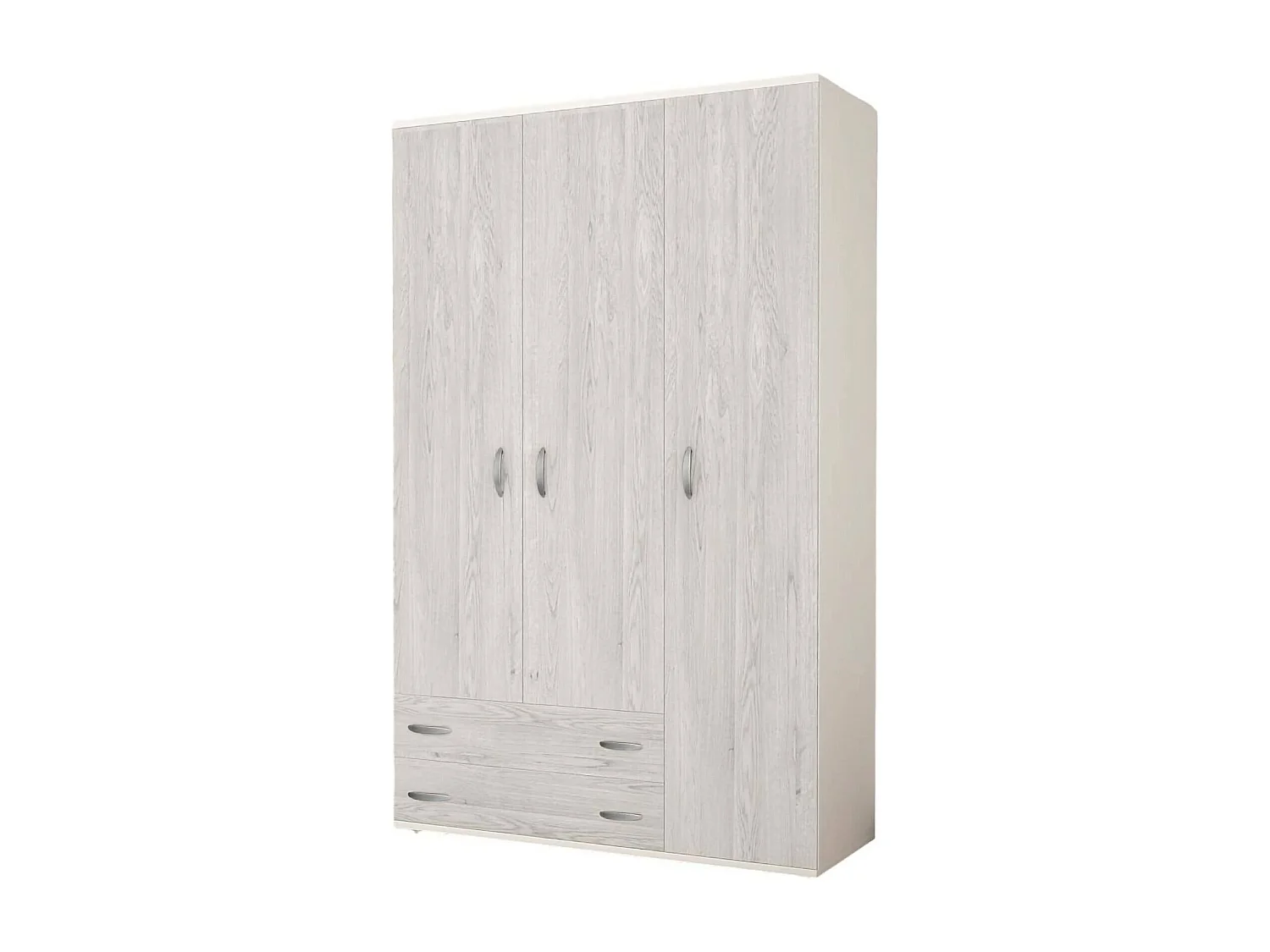 Drabit 3-deurskast, Slaapkamermeubel, Inloopkast met deuren, Kledingkast, Made in Italy, 120x52h170 cm, Wit en Grijs