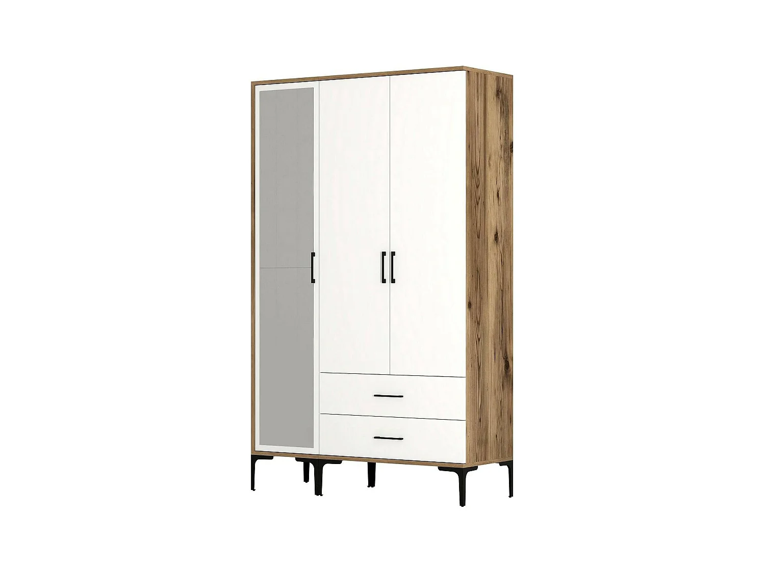 Garde-robe 3 portes Dpierin, Meubles de chambre, Penderie de plain-pied, Placard à vêtements, 120x201h48 cm, Noyer et Blanc