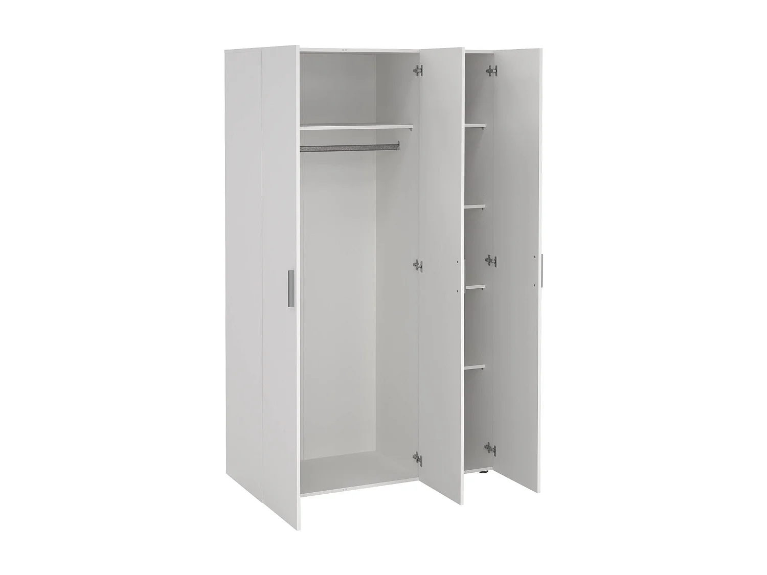 Garde-robe 3 portes Drivier, Meubles de chambre, Penderie de plain-pied, Placard à vêtements, 118x50 h201 cm, Blanc