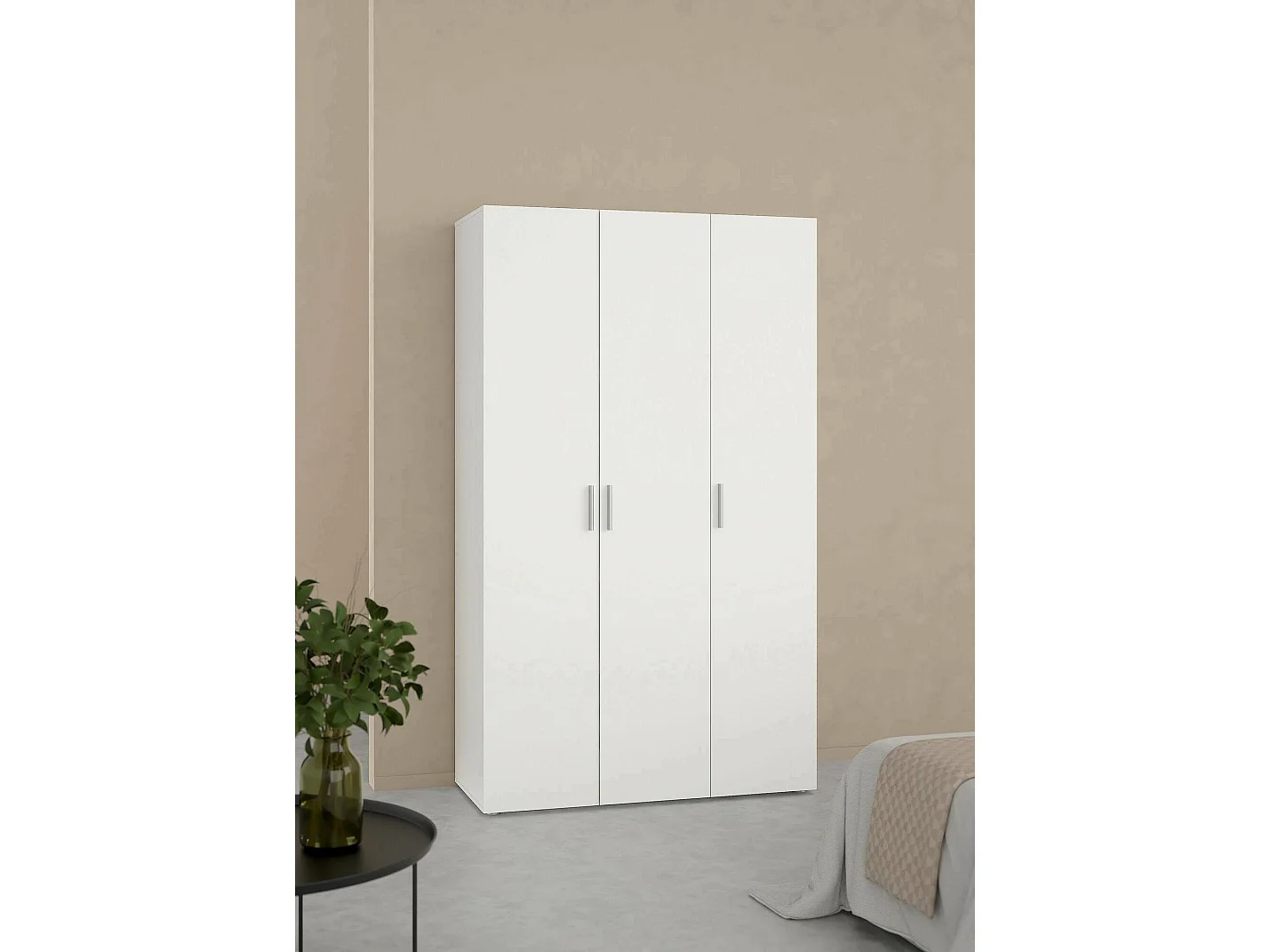 Armário Drivier de 3 portas, Móveis de quarto, Armário, Armário, 118x50 h201 cm, Branco