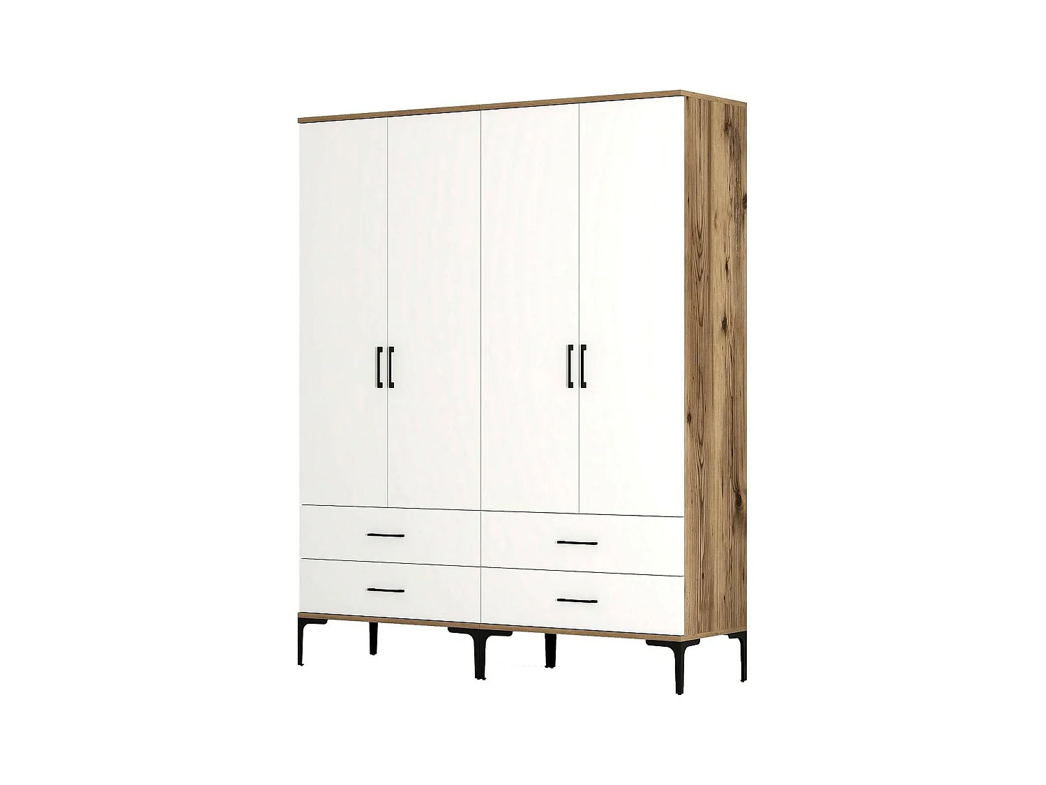 Grande Garde-robe Dfurlott, Meubles de chambre, Penderie de plain-pied, Placard à vêtements, 160x201h48 cm, Noyer et Blanc