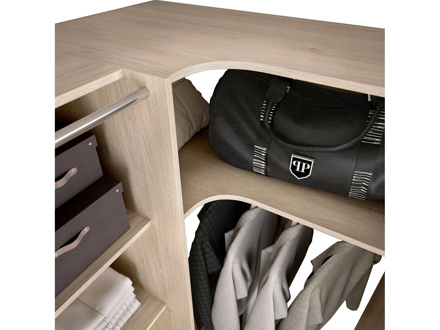 Dmacintyr grote kledingkast, Slaapkamermeubilair, Inloopkast, Kledingkast, 234x141 h205 cm, Eiken