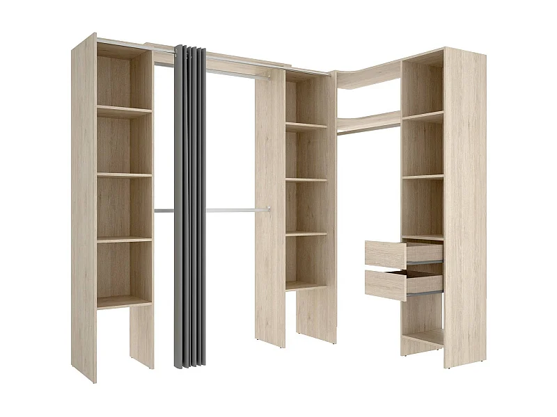 Dmora - Guardaroba grande Dindo, 234x141 h205 cm, Rovere