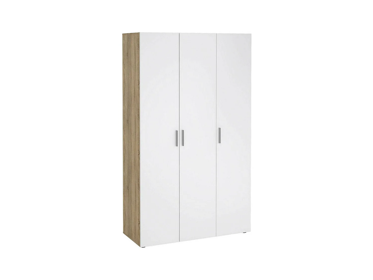 Garde-robe 3 portes Drivier, Meubles de chambre, Penderie de plain-pied, Placard à vêtements, 118x50 h201 cm, Chêne et Blanc