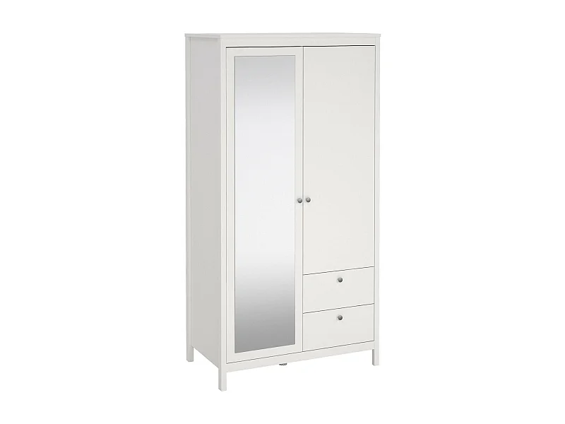 Garde-robe 2 portes Dscarlat, Meubles de chambre, Penderie de plain-pied, Placard à vêtements, 102x58 h199 cm, Blanc