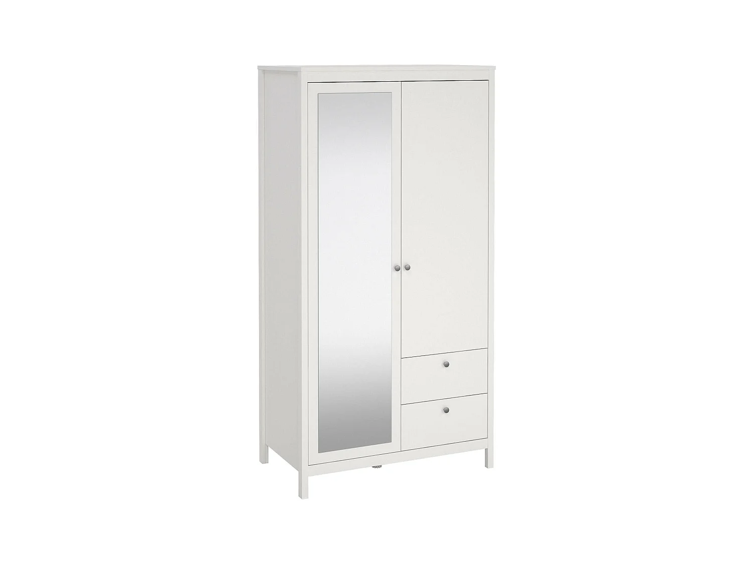 Garde-robe 2 portes Dscarlat, Meubles de chambre, Penderie de plain-pied, Placard à vêtements, 102x58 h199 cm, Blanc