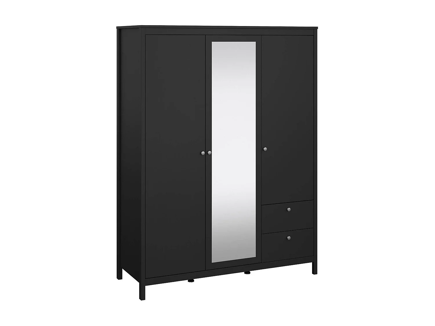 Garde-robe 3 portes Dselvagg, Meubles de chambre, Penderie de plain-pied, Placard à vêtements, 150x58 h199 cm, Noir