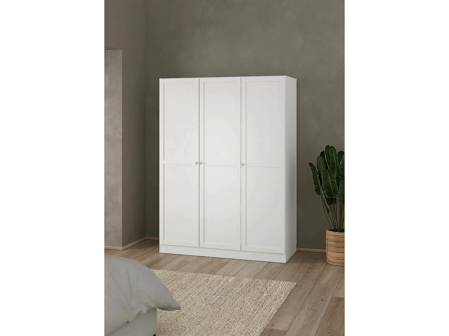 Dsens 3-deurskast, Slaapkamermeubel, Inloopkast, Kledingkast, 147x62 h200 cm, Wit