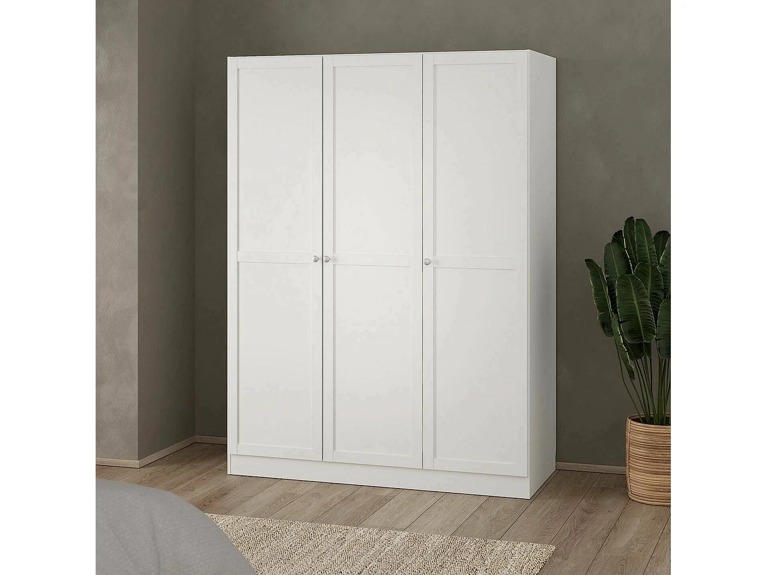 Garde-robe 3 portes Dsens, Meubles de chambre, Penderie de plain-pied, Placard à vêtements, 147x62 h200 cm, Blanc