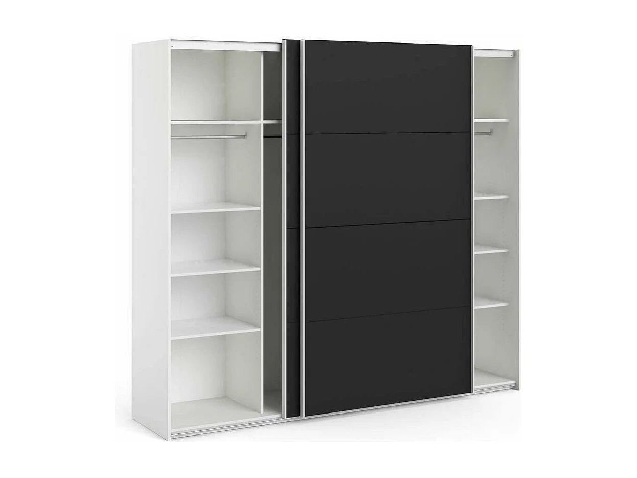 Armario 2 puertas Dspinos, Muebles de dormitorio, Vestidor, Armario de ropa, 243x61 h220 cm, Blanco y Negro