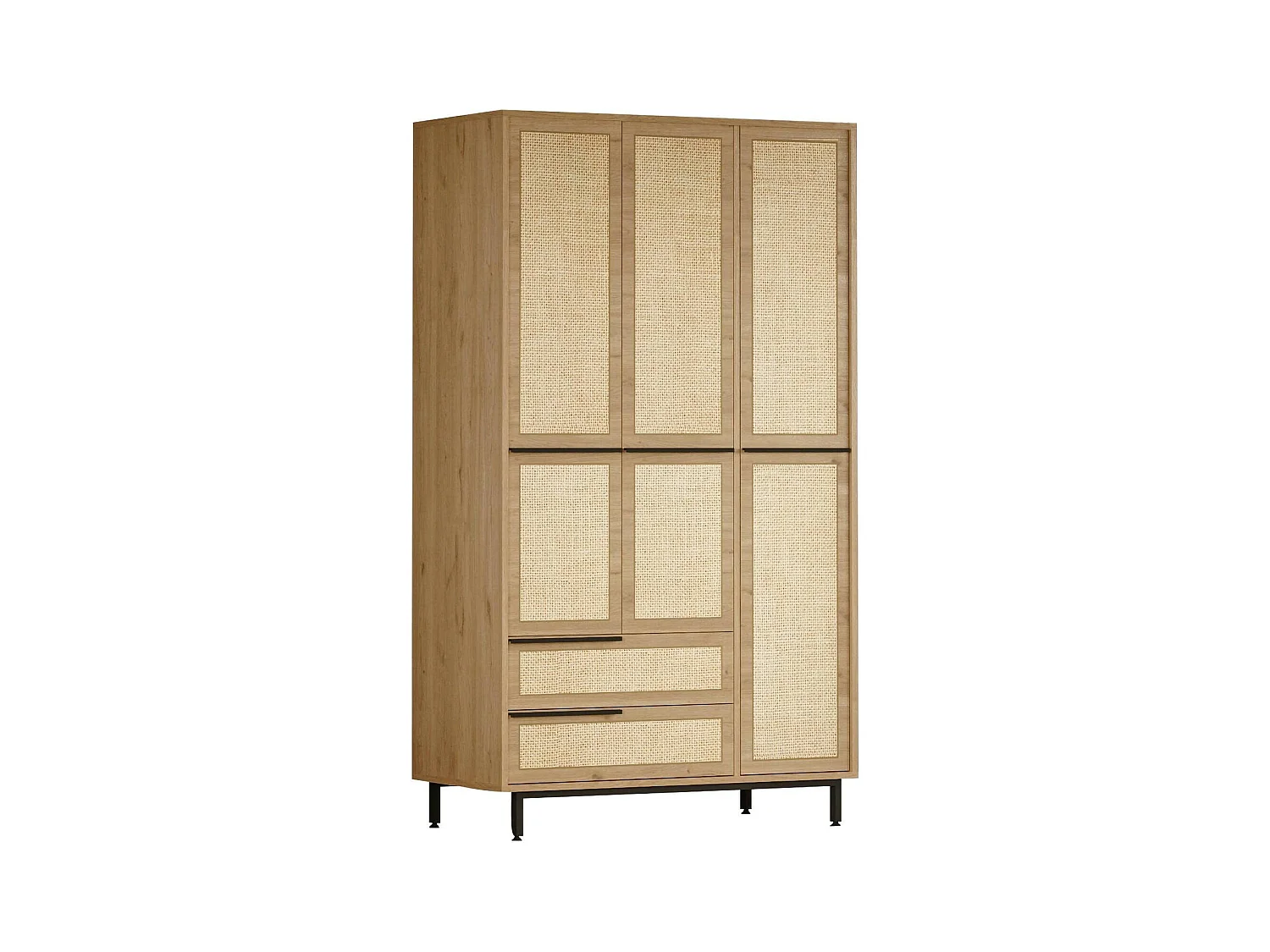 Grande Garde-robe Dmattiell, Meubles de chambre, Penderie de plain-pied, Placard à vêtements, 112x55 h196 cm, Noyer et Chêne