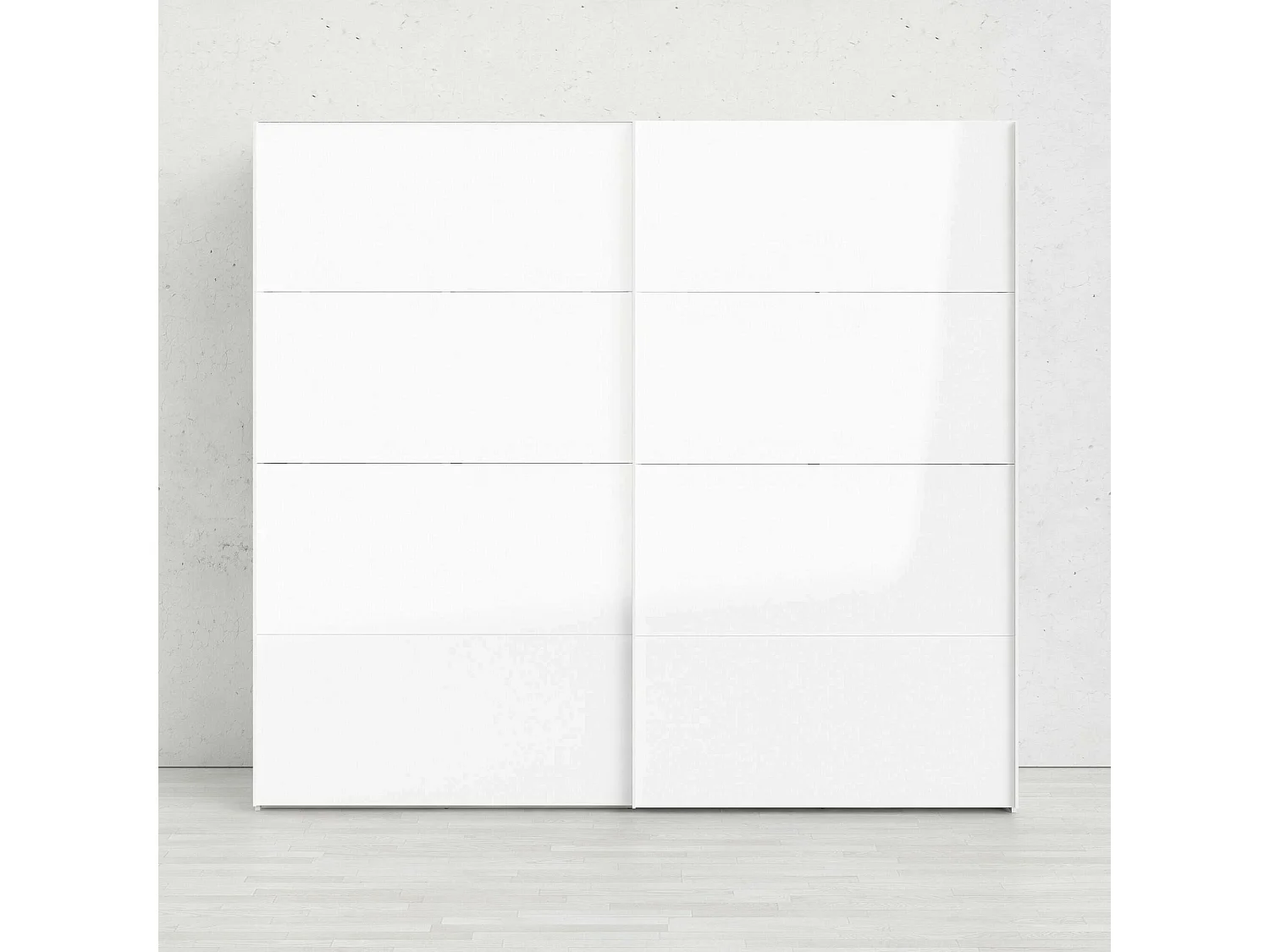 Dmora - Guardaroba 2 ante Kauri, 243x61 h220 cm, Bianco lucido