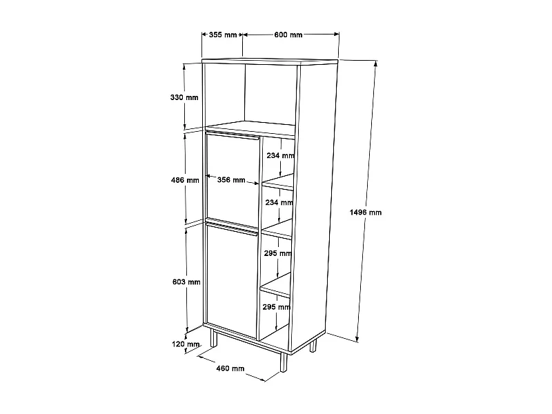 Armoire à colonnes Dpietraner, Élément mural de salle de bain, Armoire haute multifonctionnelle, Meuble polyvalente, 160x36 h45 cm, Noyer